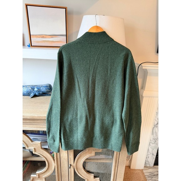 J.Crew Lambswool Cardigan Mens Large Green Shawl Collar Button Front Sweater L - Picture 3 of 5